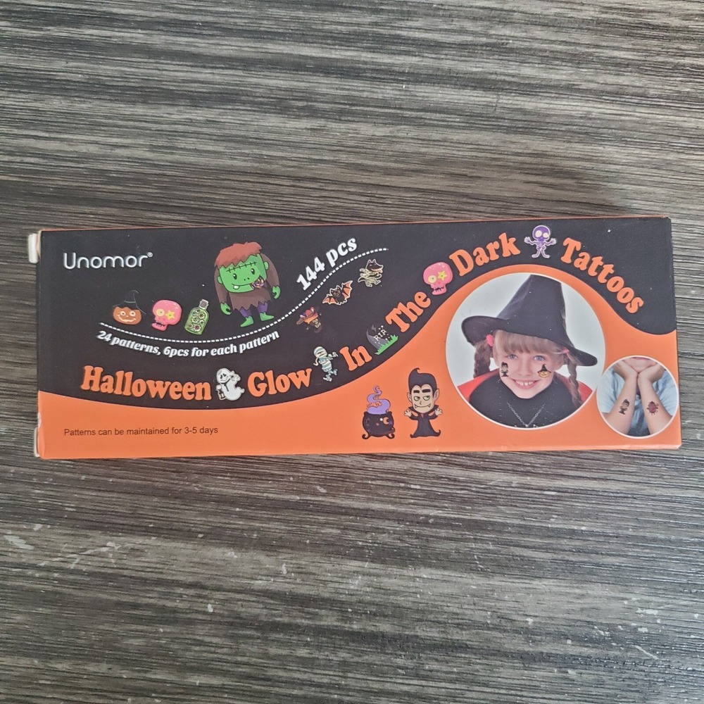 Halloween Glow-in-the-dark 144-Pc. Temporary Tattoos‎ Party Favor Non-candy Gift